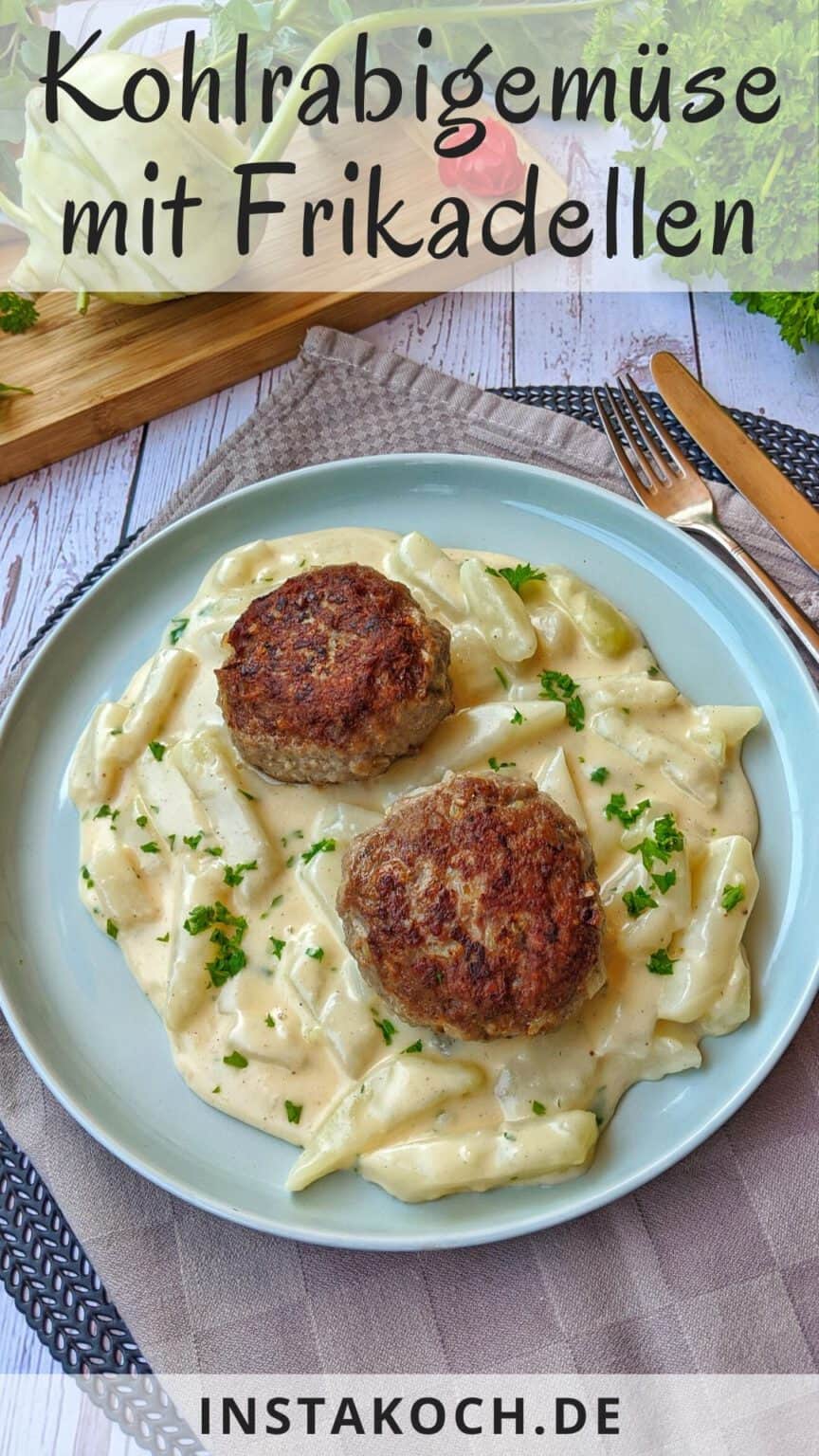 Kohlrabigemüse in heller Soße mit Frikadellen und Spätzle - Instakoch.de