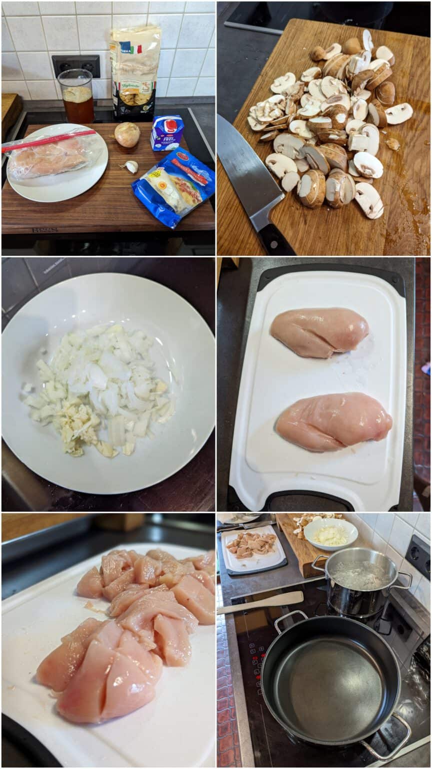 Tagliatelle mit Pilzen und Huhn in Sahnesosse - Instakoch.de